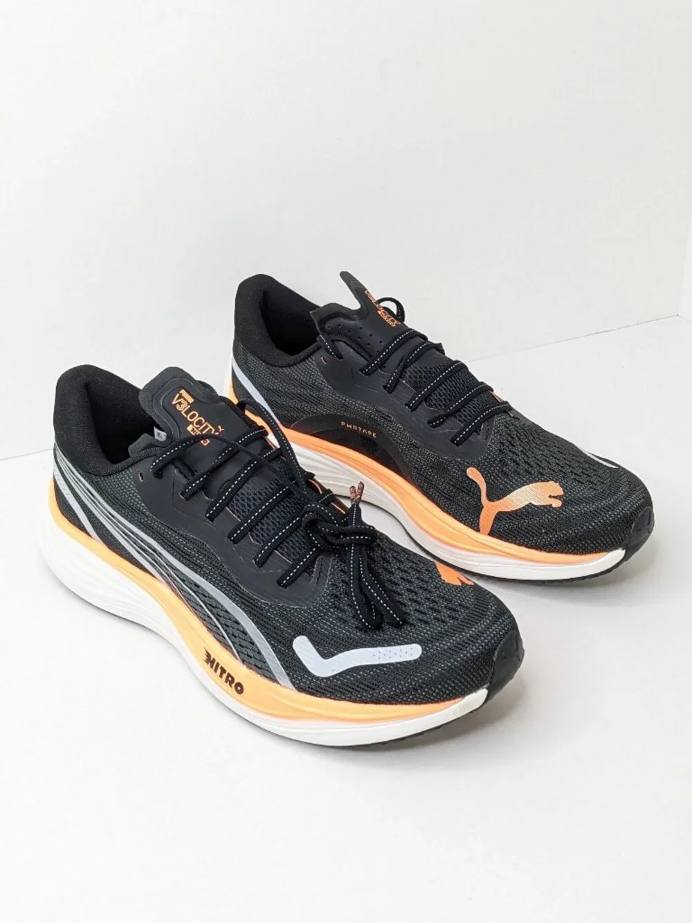 Puma Velocity Nitro 3 Running Shoes Black Orange Men's 10.5